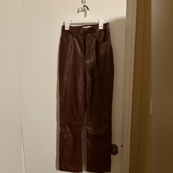 Abercrombie curve love brown leather pants, 00 - Picture 1 of 2